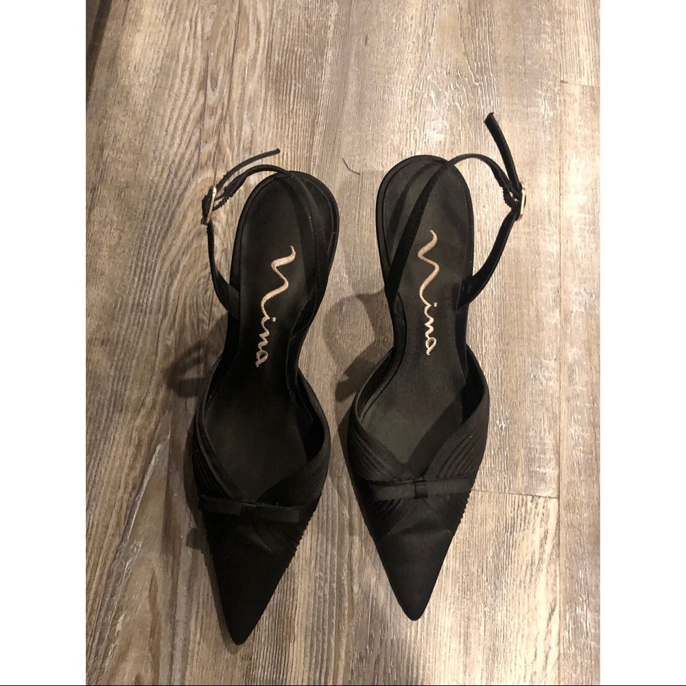 Nina black short heel